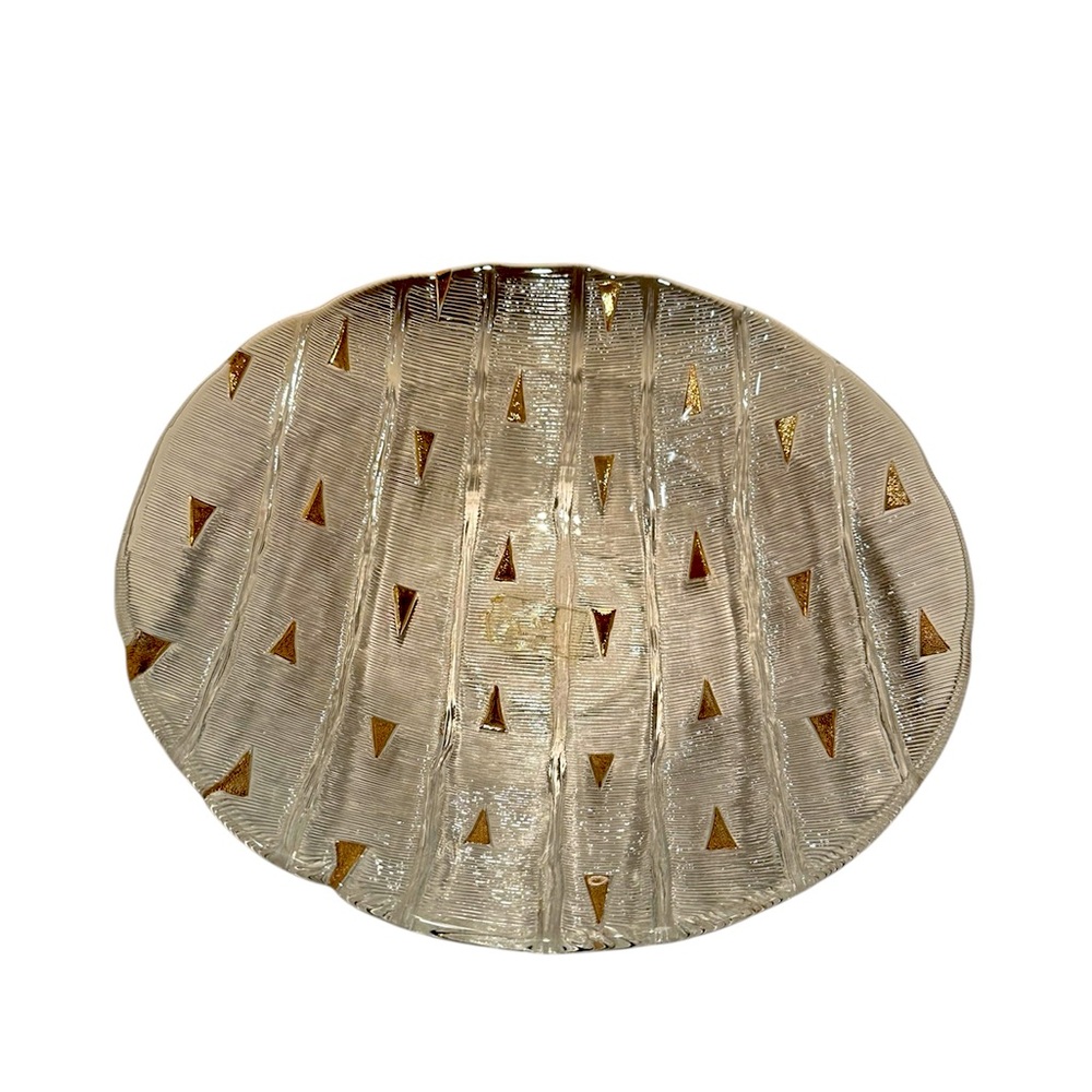Italian glass serving bowl tree motif